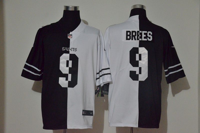 Men New Orleans Saints #9 Brees Black white Half version 2020 Nike NFL Jerseys->women nfl jersey->Women Jersey